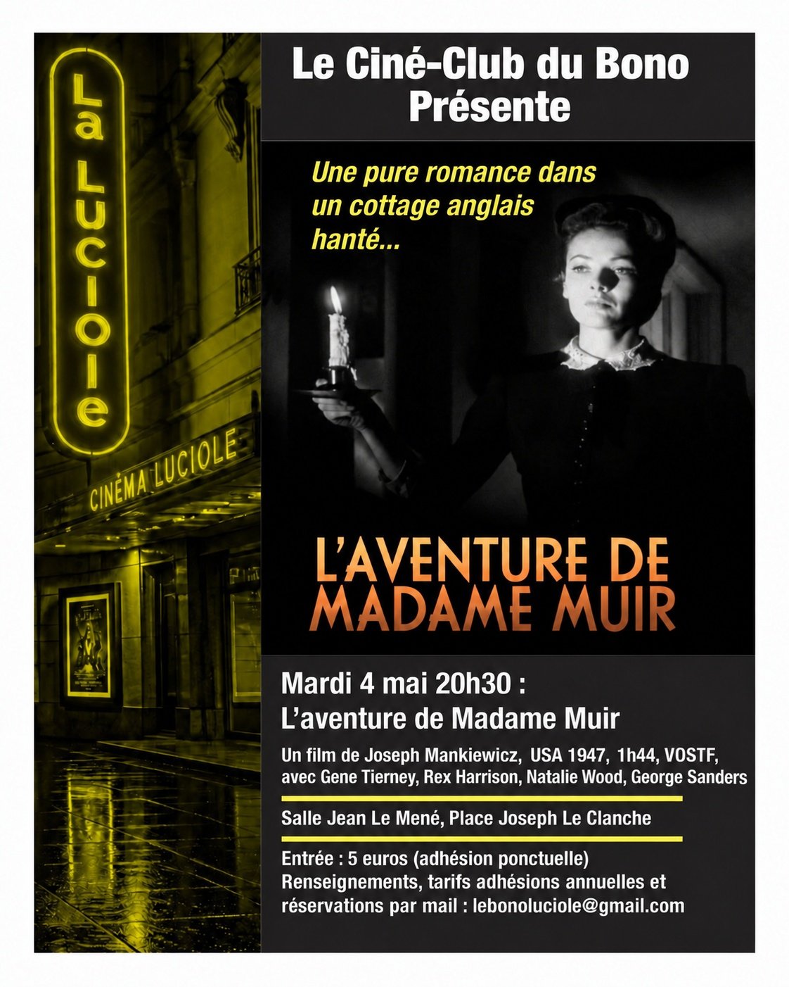 Affiche L'Aventure de Mme Muir - La Luciole du Bono